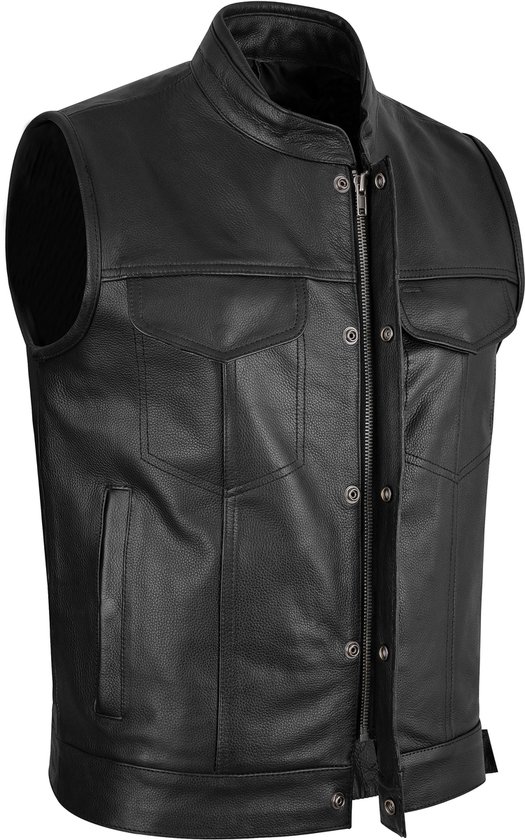 Urban 5884® - Luka - Veste de moto pour homme - Protection amovible - Zwart - Cuir de vache - Taille M