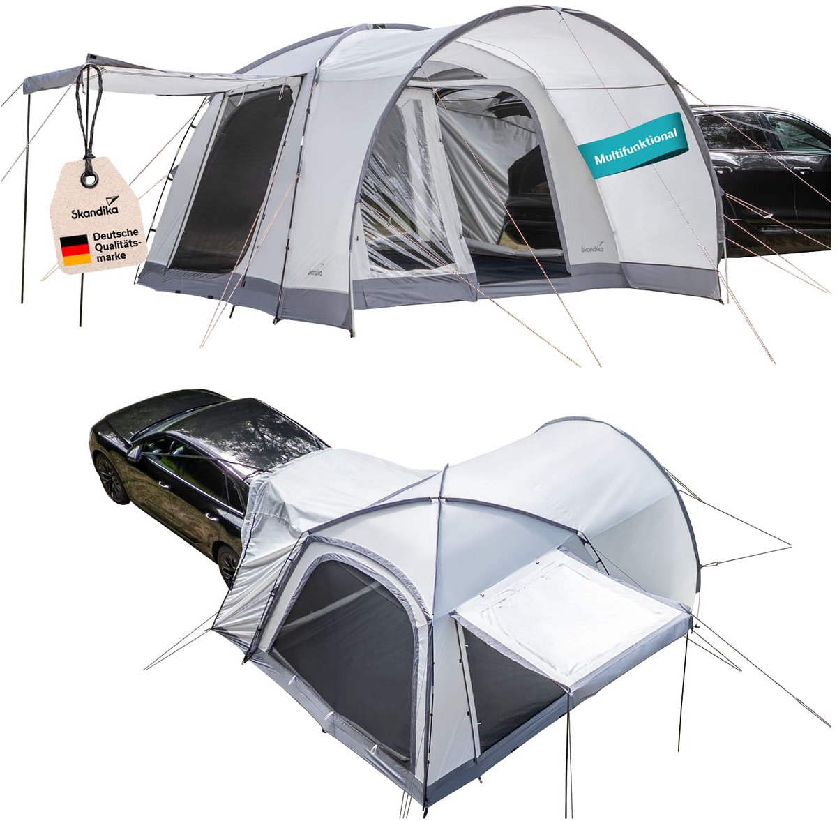 Skandika Koepeltent Pitea 4 Flex Protect Bundle met SUV-slot - campingtent voor 4 personen, met slot voor SUV, ingenaaide tentbodem, waterkolom 5000 mm, UPF 50+, tent, camping, outdoor