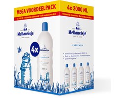 Melkmeisje Bad en Douche Crème Karnemelk - 4x 2000 ml - Voordeelverpakking