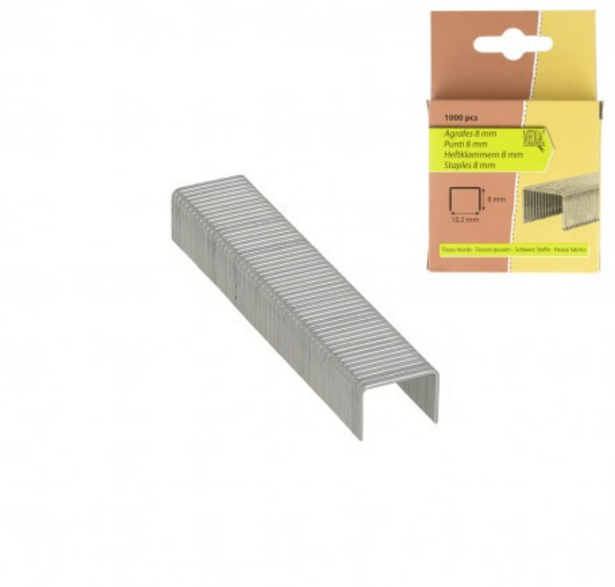 Nietjes 8mm x 10,2mm - Doosje met nietjes 1000 stuks - Geschikt voor zware stoffen - Stevige metalen nietjes
