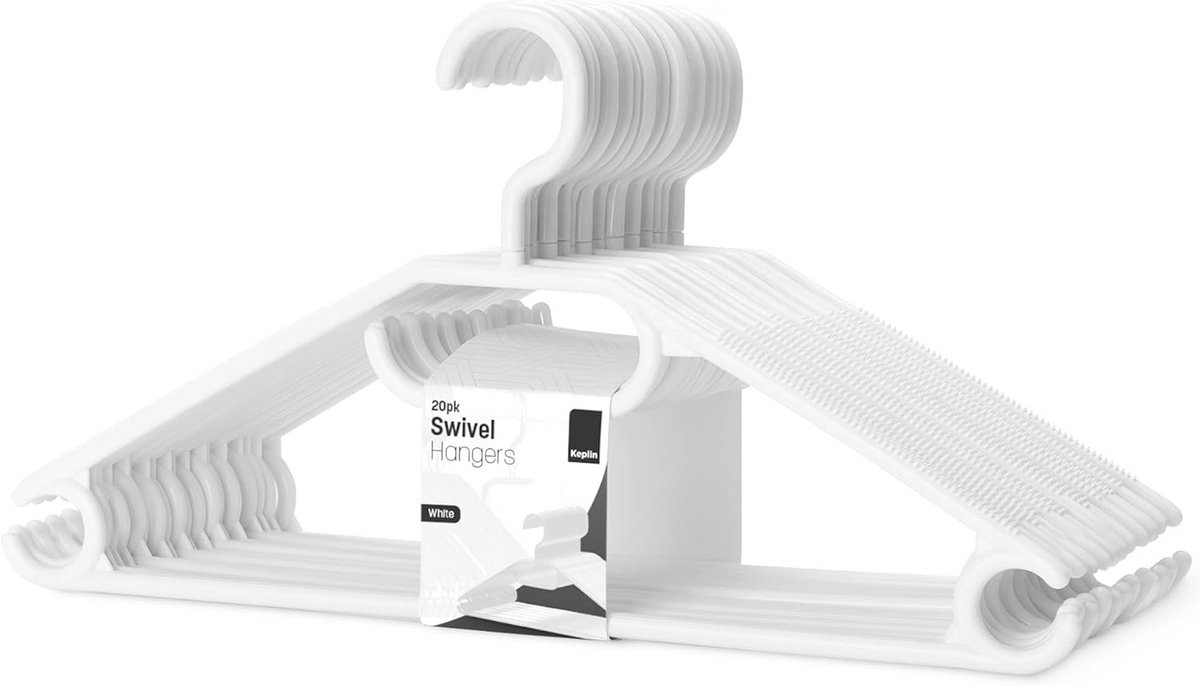20x Premium Zwarte Kleerhangers met Draaibare Haak - 40cm Breed