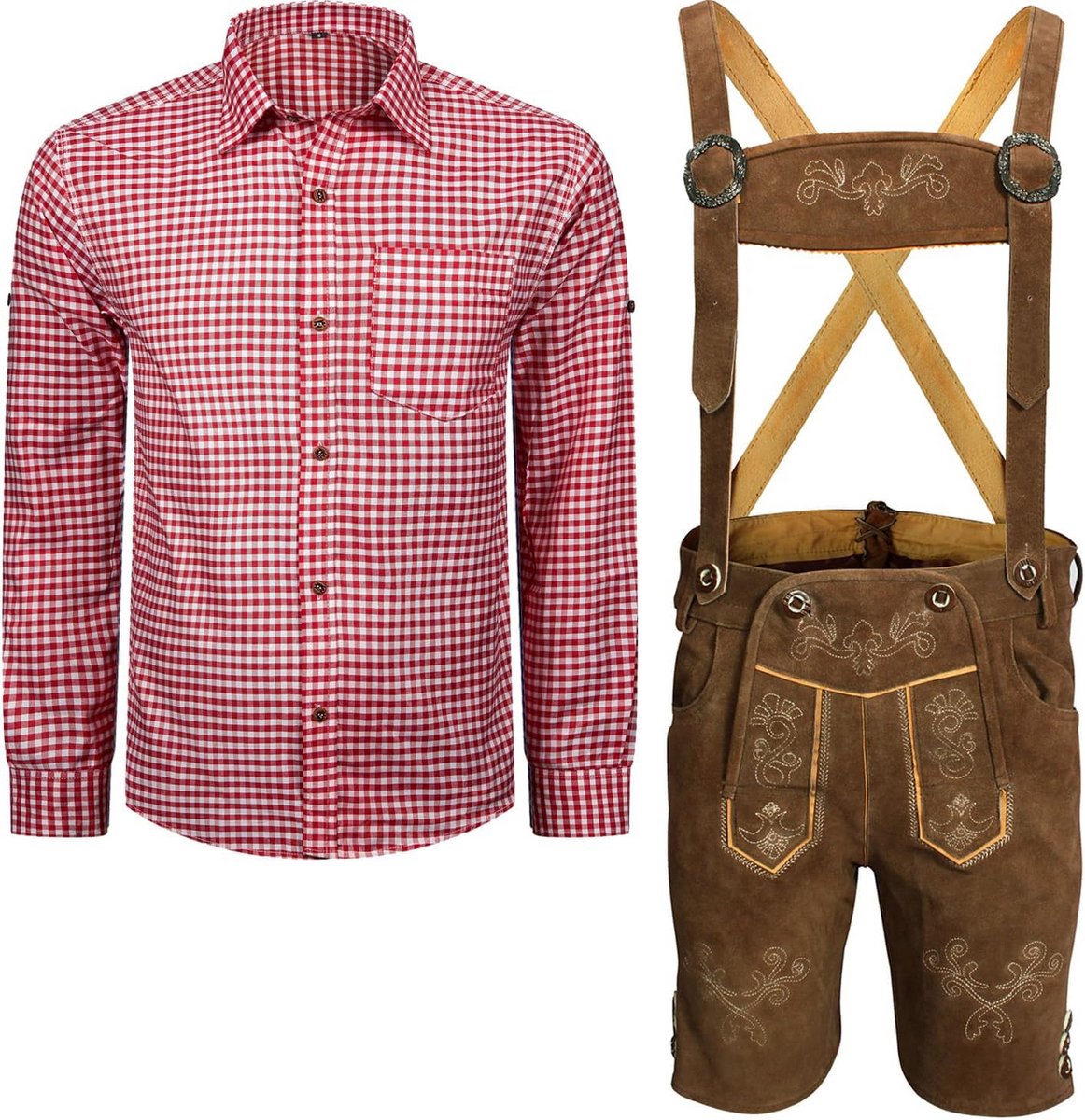 Klederdrachtset voor heren met lederhose en overhemd voor Oktoberfest