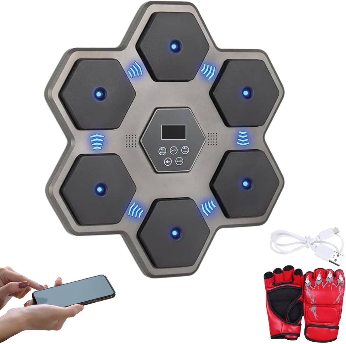 Muzikale Boks Machine - Wand Boksapparaat - Thuis Sporten - Met Muziek Synchronisatie - 43x43 cm - Zwart
