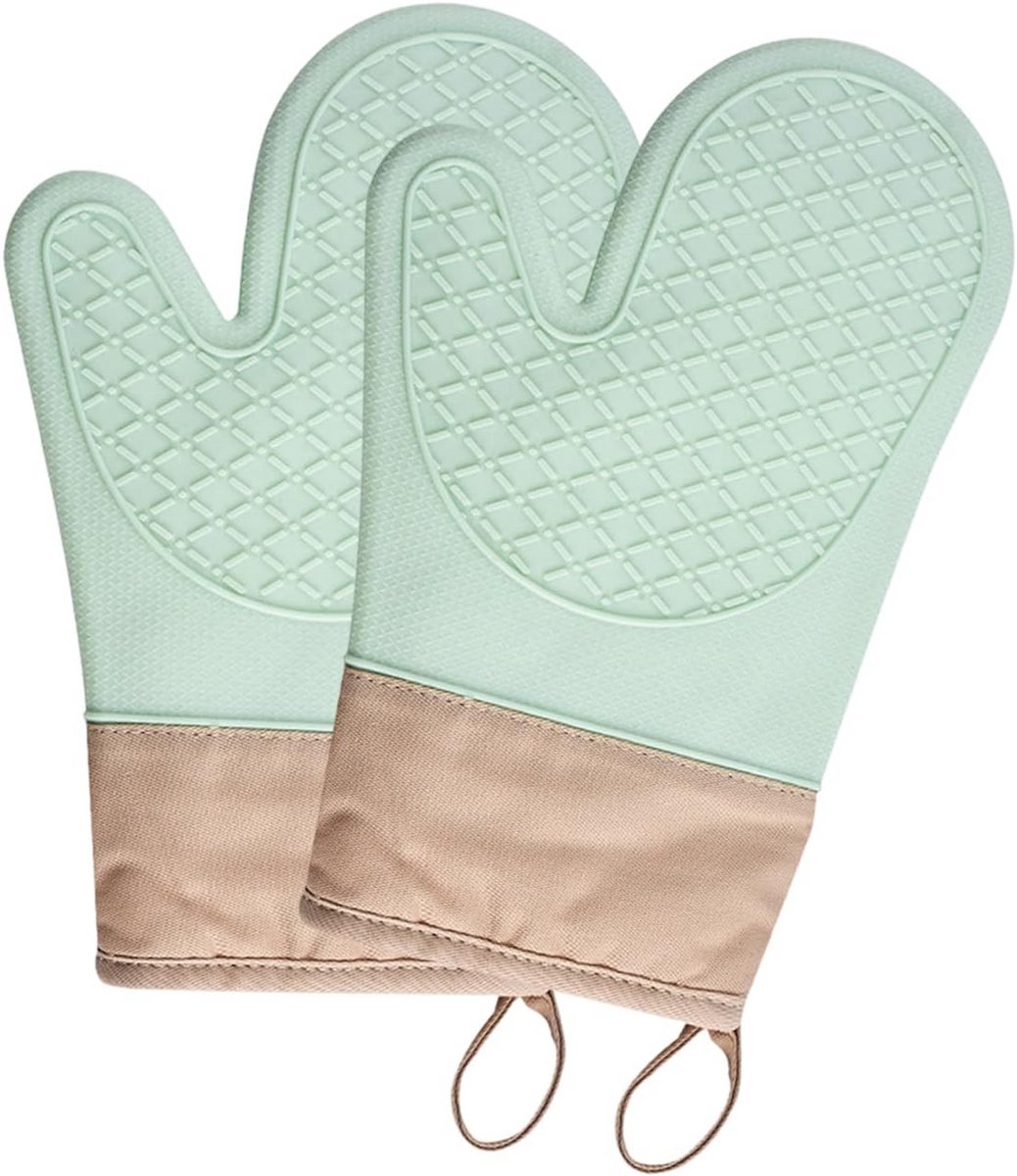 Hittebestendige Siliconen Ovenwanten Set - Antislip & Waterdicht met Katoenen Voering