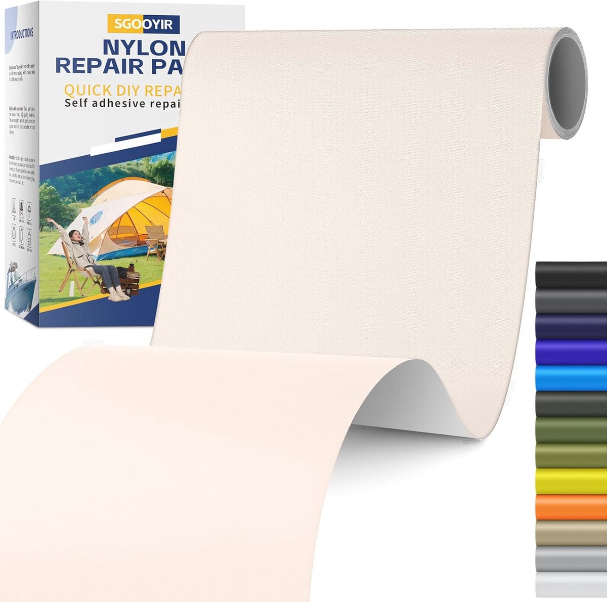 Zelfklevende reparatieset voor nylon, 15 x 160 cm, waterdichte patches voor tenten en kleding