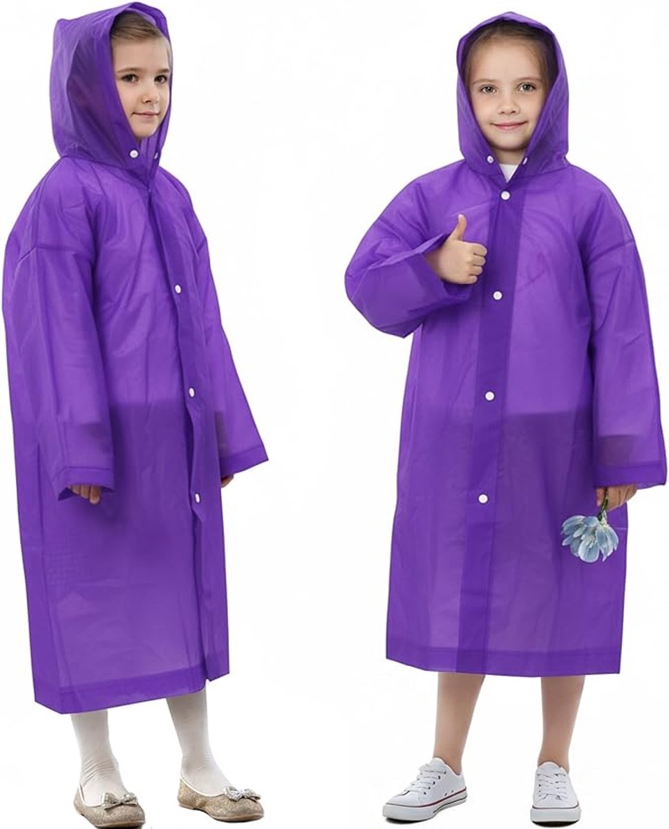 Famanu – Kinderregenponcho met capuchon, herbruikbare lichtgewicht regenjas voor reizen en buitengebruik