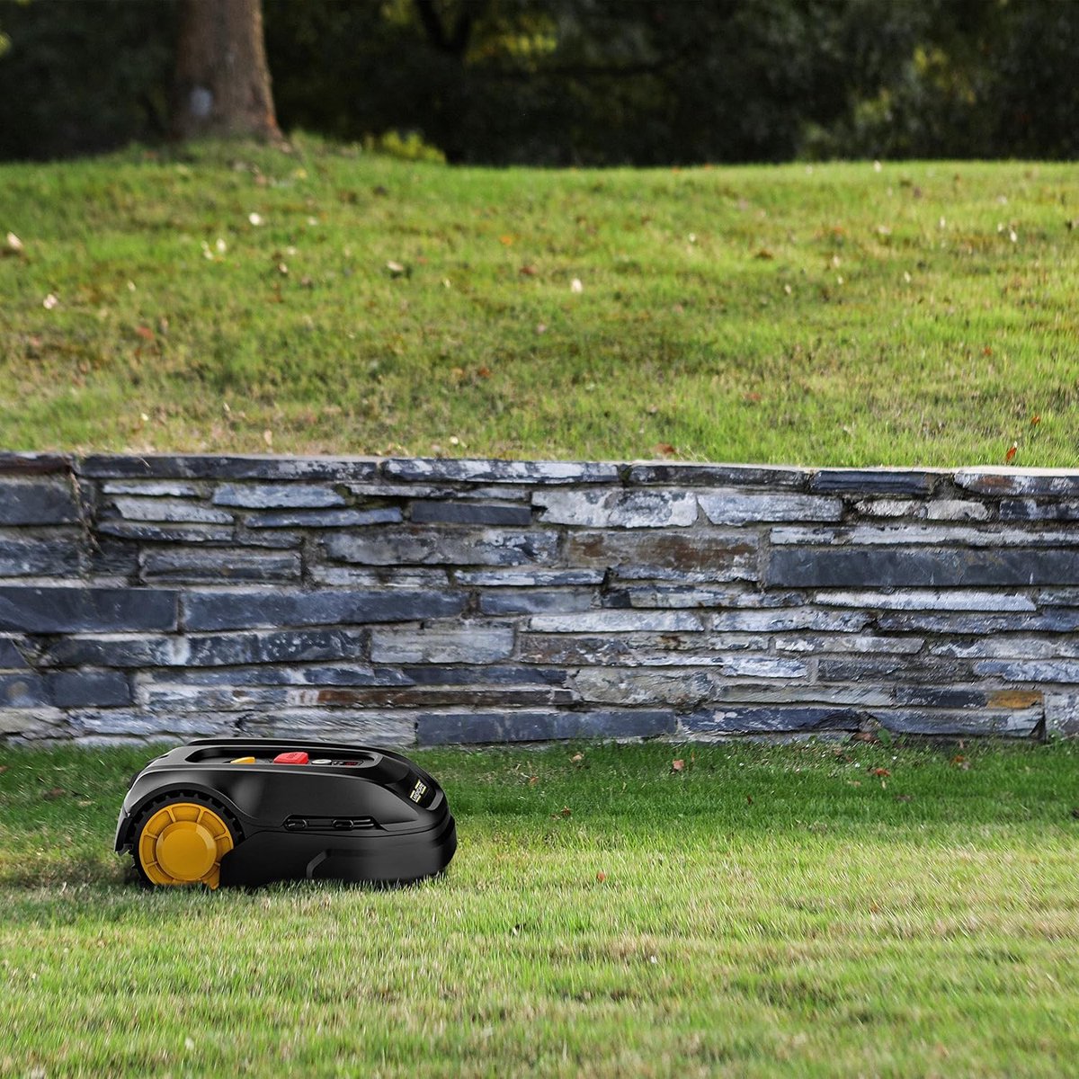 Draadloze Robotmaaier 300 m² – 18V Accu, 3-Messig Mulch-/Maaisysteem, Stil & Betrouwbaar, Veiligheidssensor, Digitaal Display