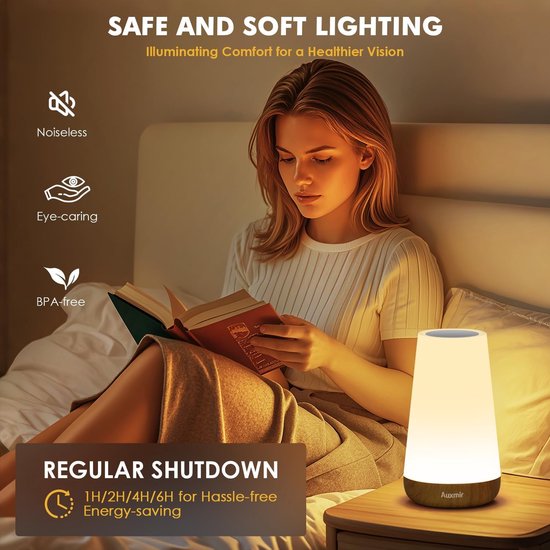 1 stuks - Nachtlampje Volwassenen - Tafellamp slaapkamer - USB oplaadbaar Nachtlampje Kinderen - Leeslamp - Wake-up Light - Sfeerlamp - LED verlichting - Bedlamp voor Baby, Kinderen & Volwassenen - Leeslampje Volwassenen van Merkloos — afbeelding 5