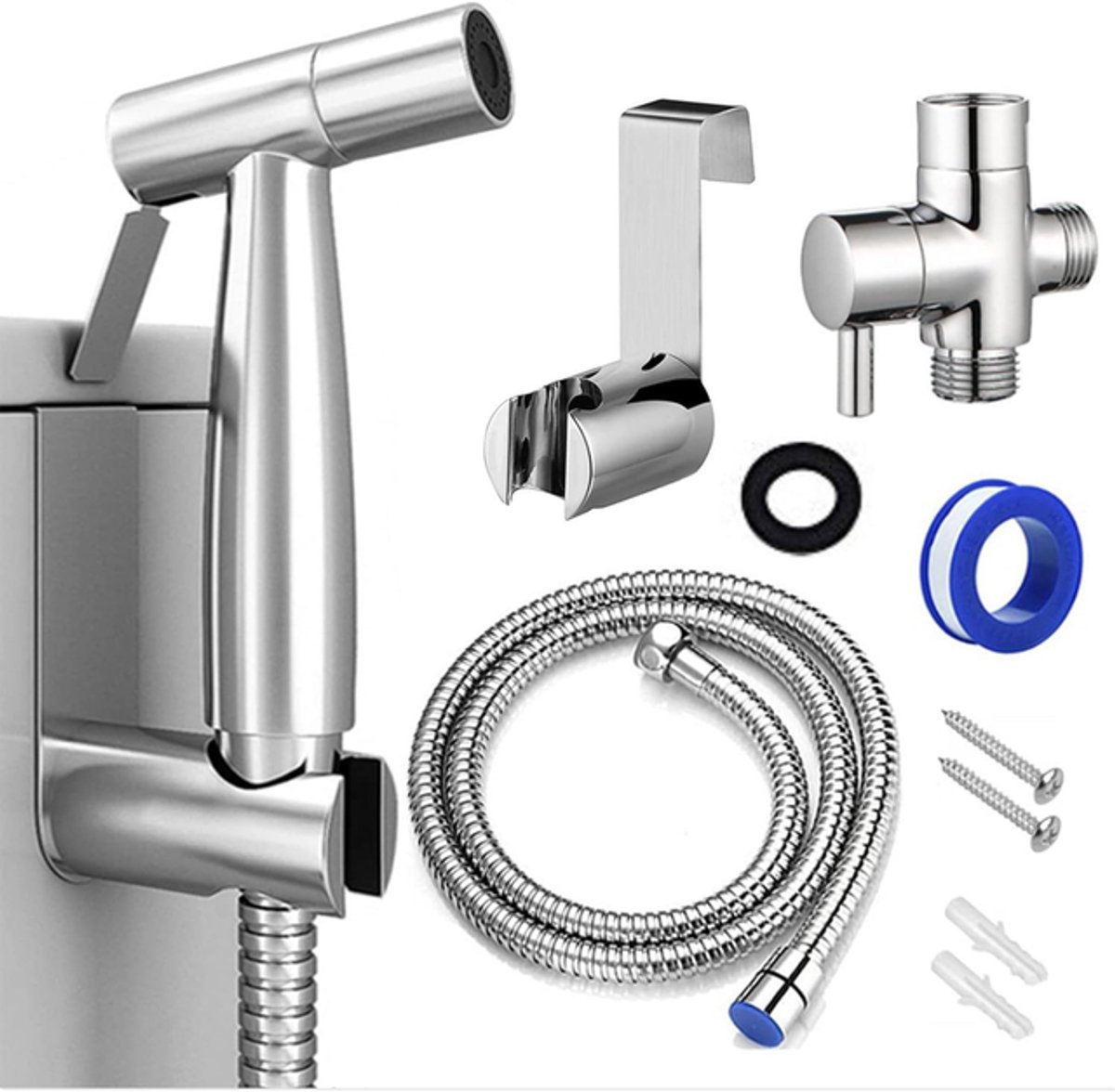 Handdoucheset voor toilet - Handdouche met Slang - douchekop met slang - bidet handdouche - Douchekop - Zilver