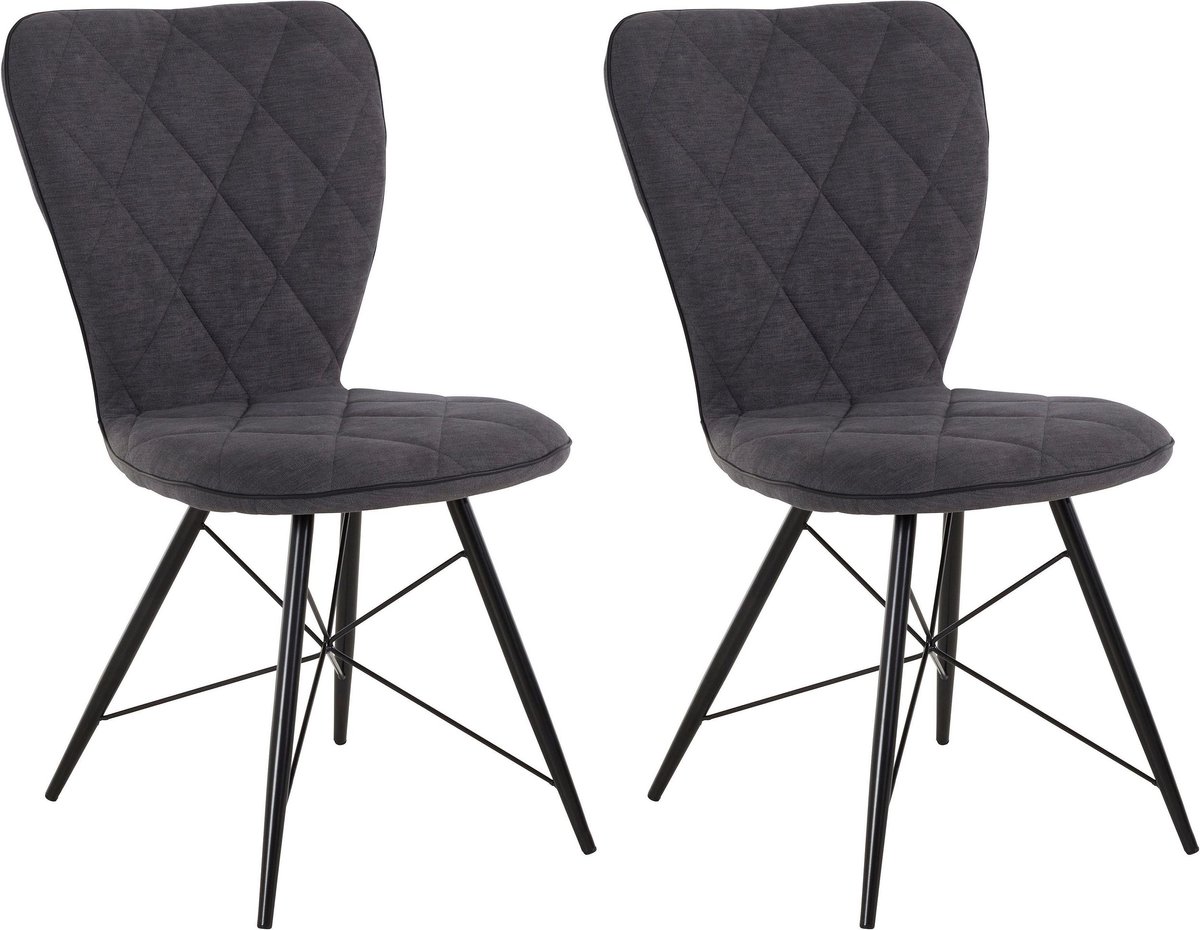 Notio Living Viola-Eetkamerstoel - Set van 2 - Antraciet Bruin