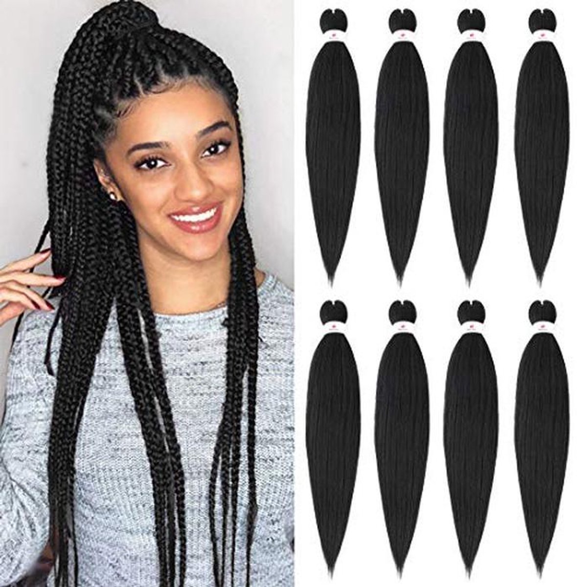 Voorgestrekt vlechthaar 26 inch - Professionele haarextensies met Yaki-textuur