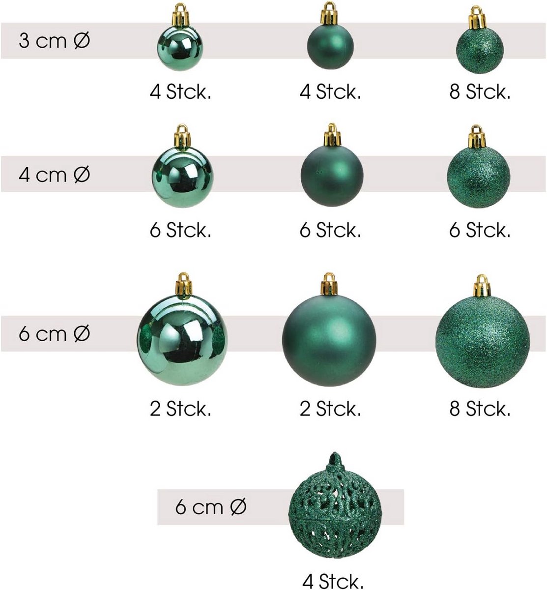 Grote Set Kerstballen Kunststof - 50 of 100 Stuks in 23 Verschillende Kleuren - Kerstboomversiering – foto 3