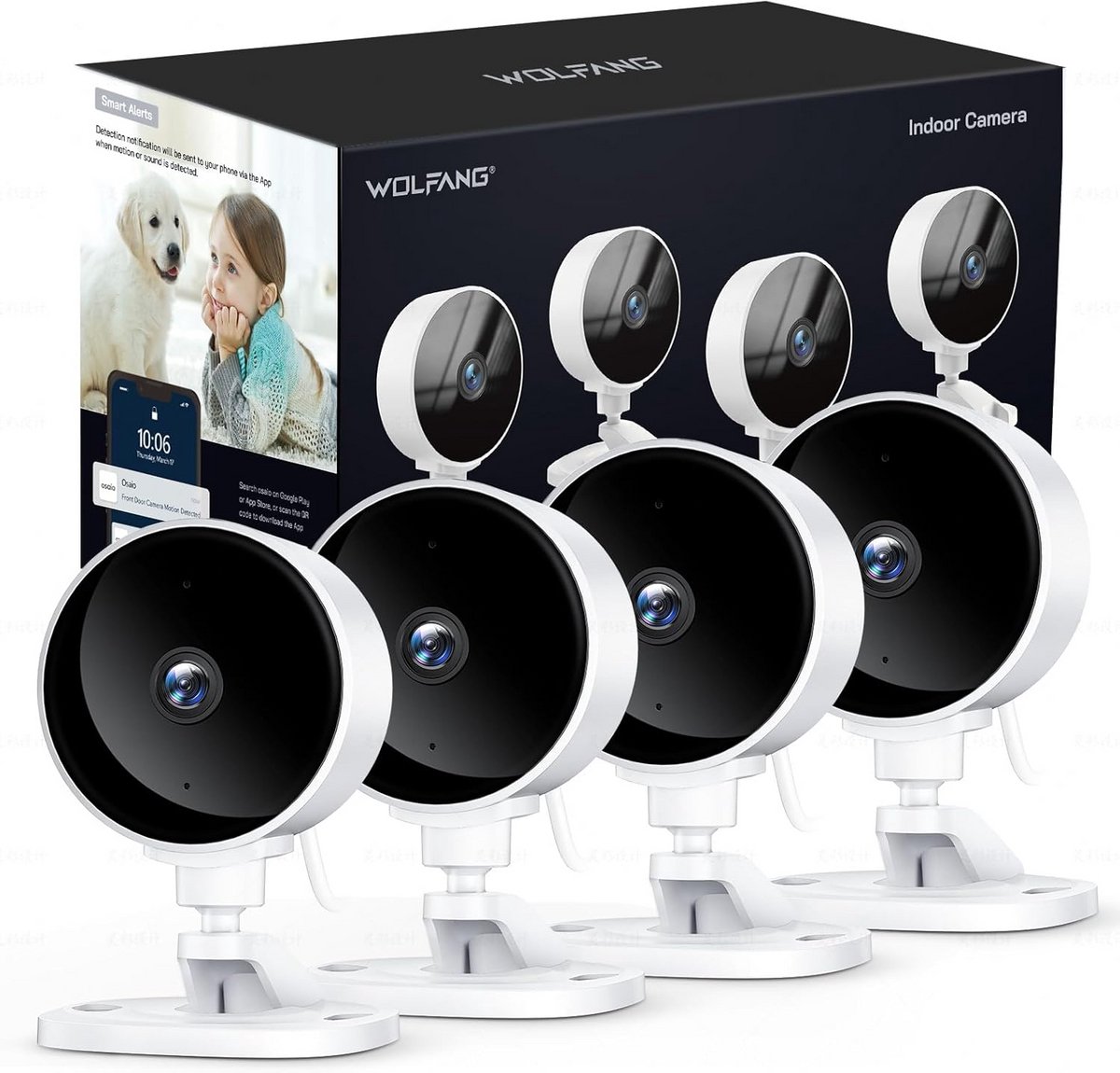 4-Pack WiFi Binnen Camera Set - HD 1080P Beveiliging - Bewegingsdetectie & Nachtzicht