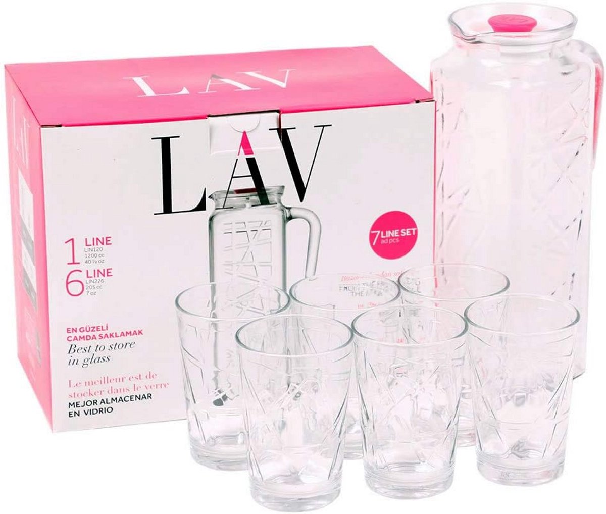 Glazen Waterkarafset met 6 Glazen - 7-Delige Limonadeset