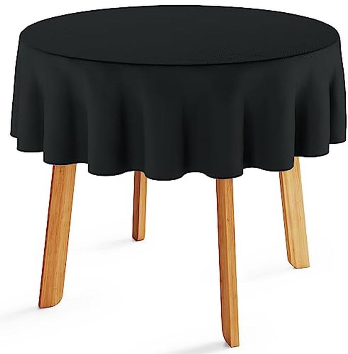 Rond zwart tafelkleed 120 x 120 cm - afwasbaar met geometrisch zigzagpatroon