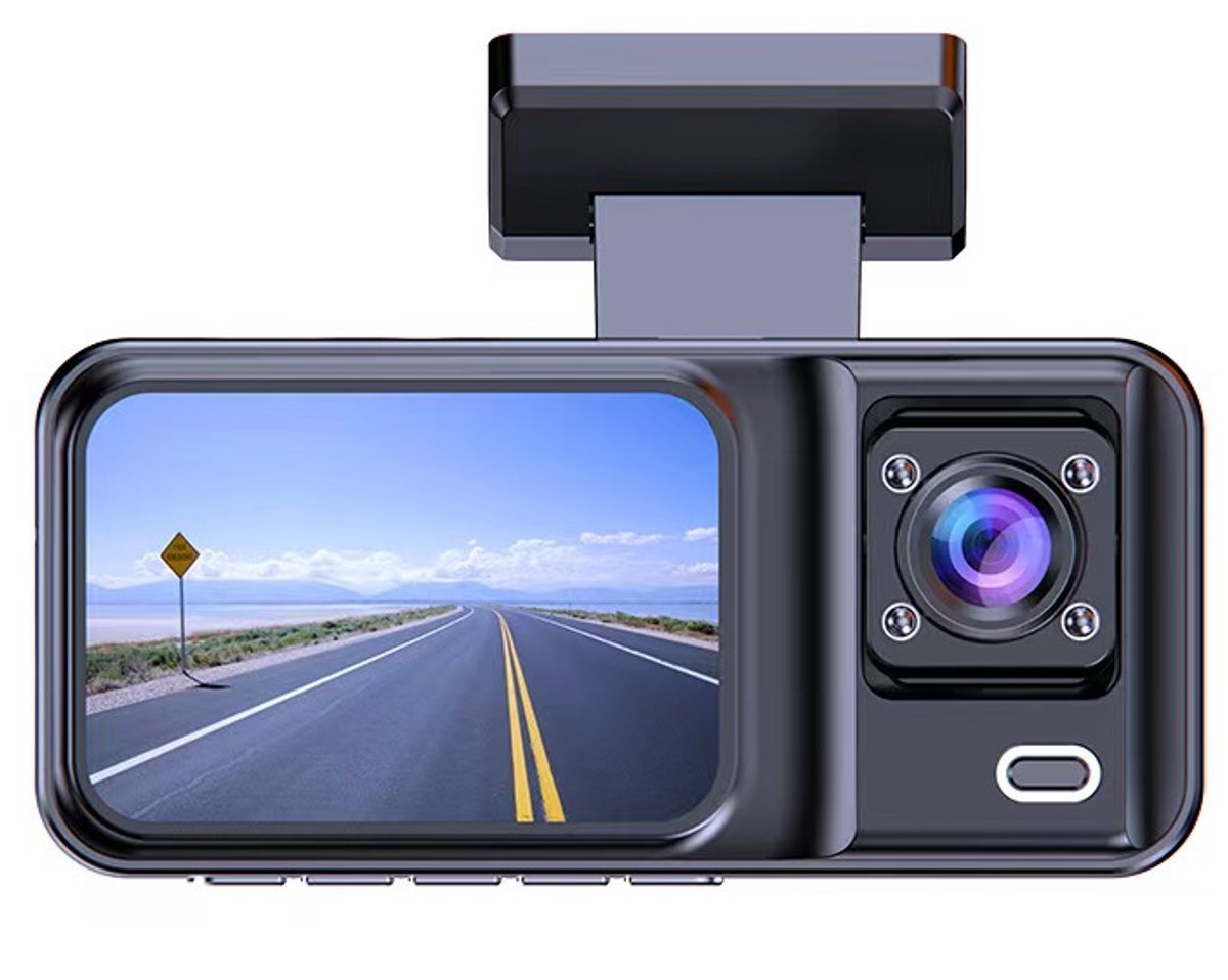Autocamera (DVR) - Inbouw-DVR - Dubbele camera's voor en binnen in de auto - Full HD - 120° groothoek - Loopopname - Zwaartekrachtsensor (met 32GB geheugenkaart)