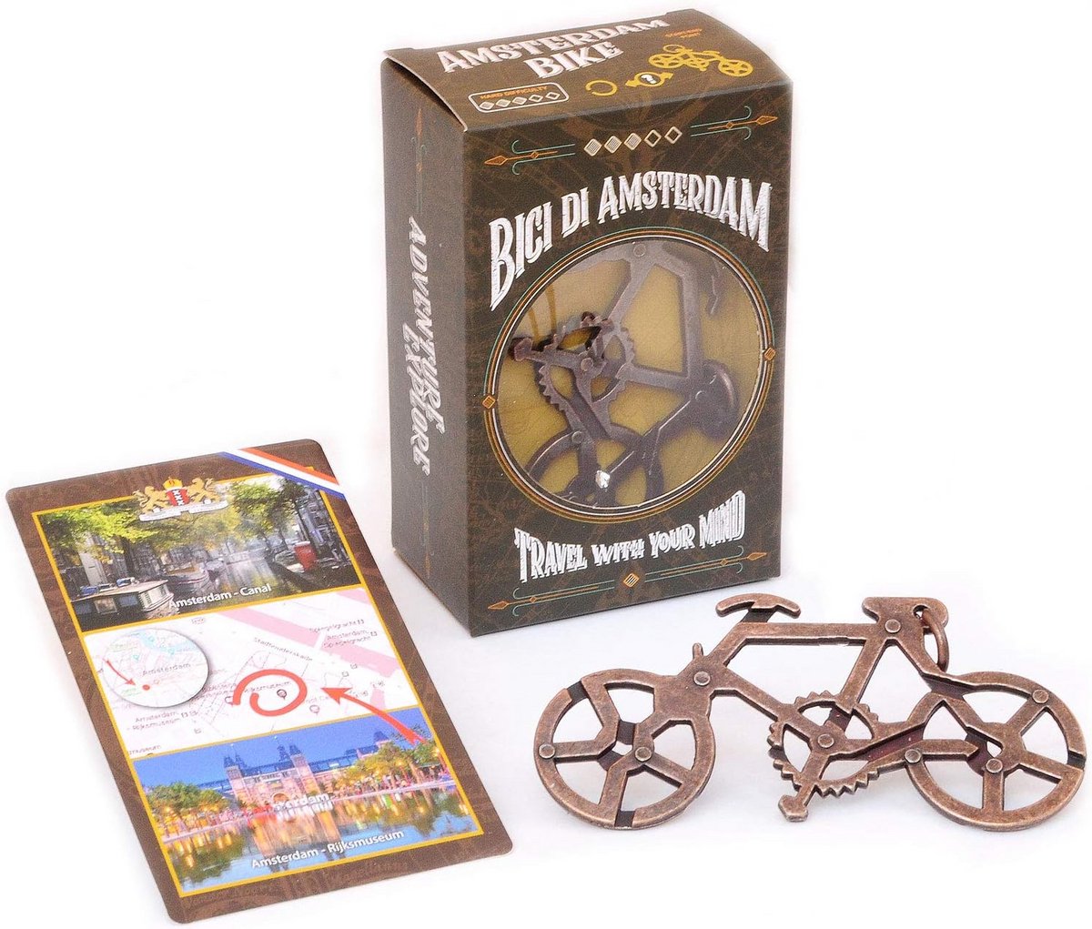 Metalen Puzzel Amsterdam Fiets: Moeilijke Hersenkraker Cast Puzzle (Moeilijkheidsgraad 3/6)