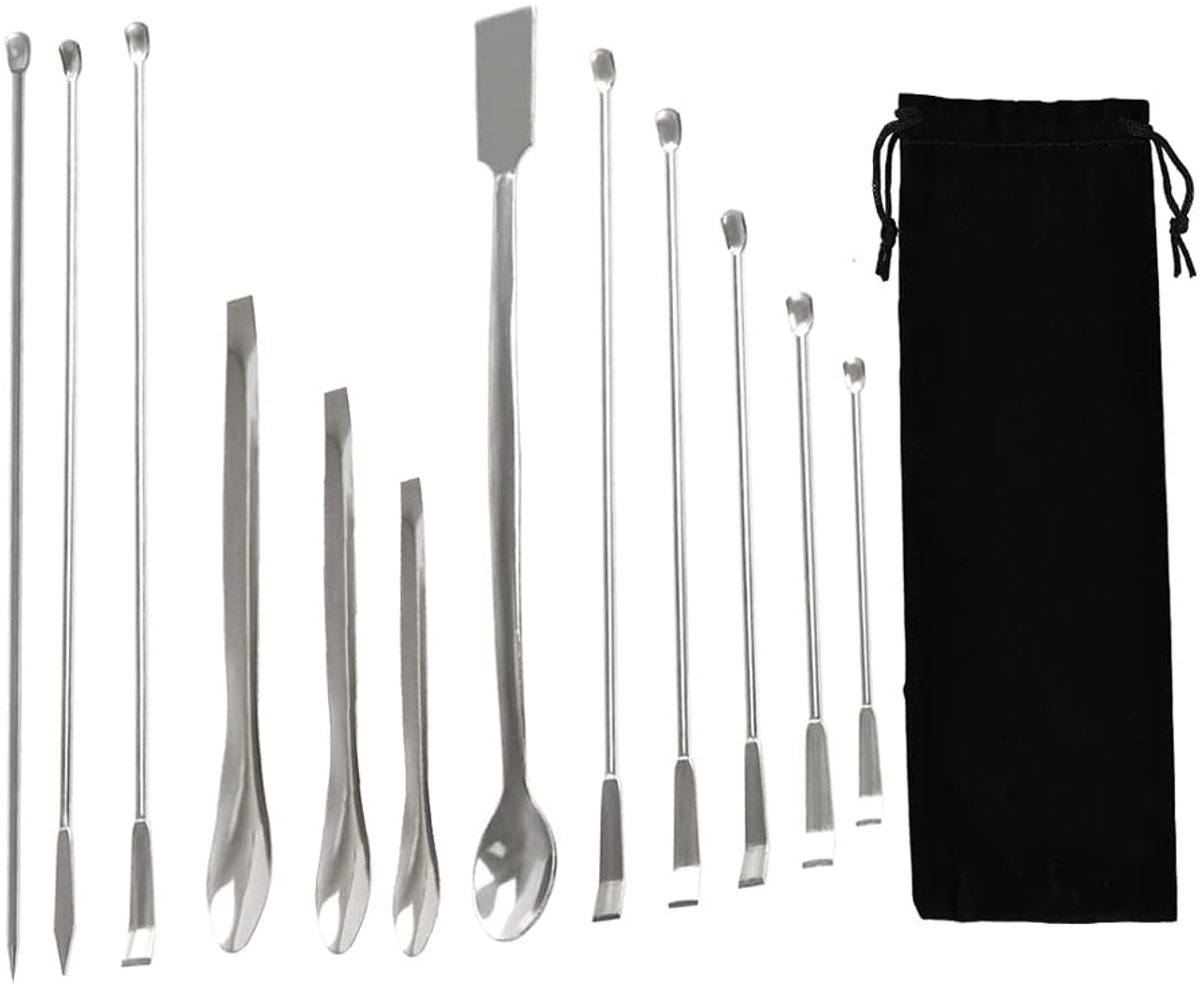 OUYLAF Laboratoriumschraper van roestvrij staal - Laboratoriumlepel - hangen - 12pcs - Roestvrijstalen laboratorium spatels - schep