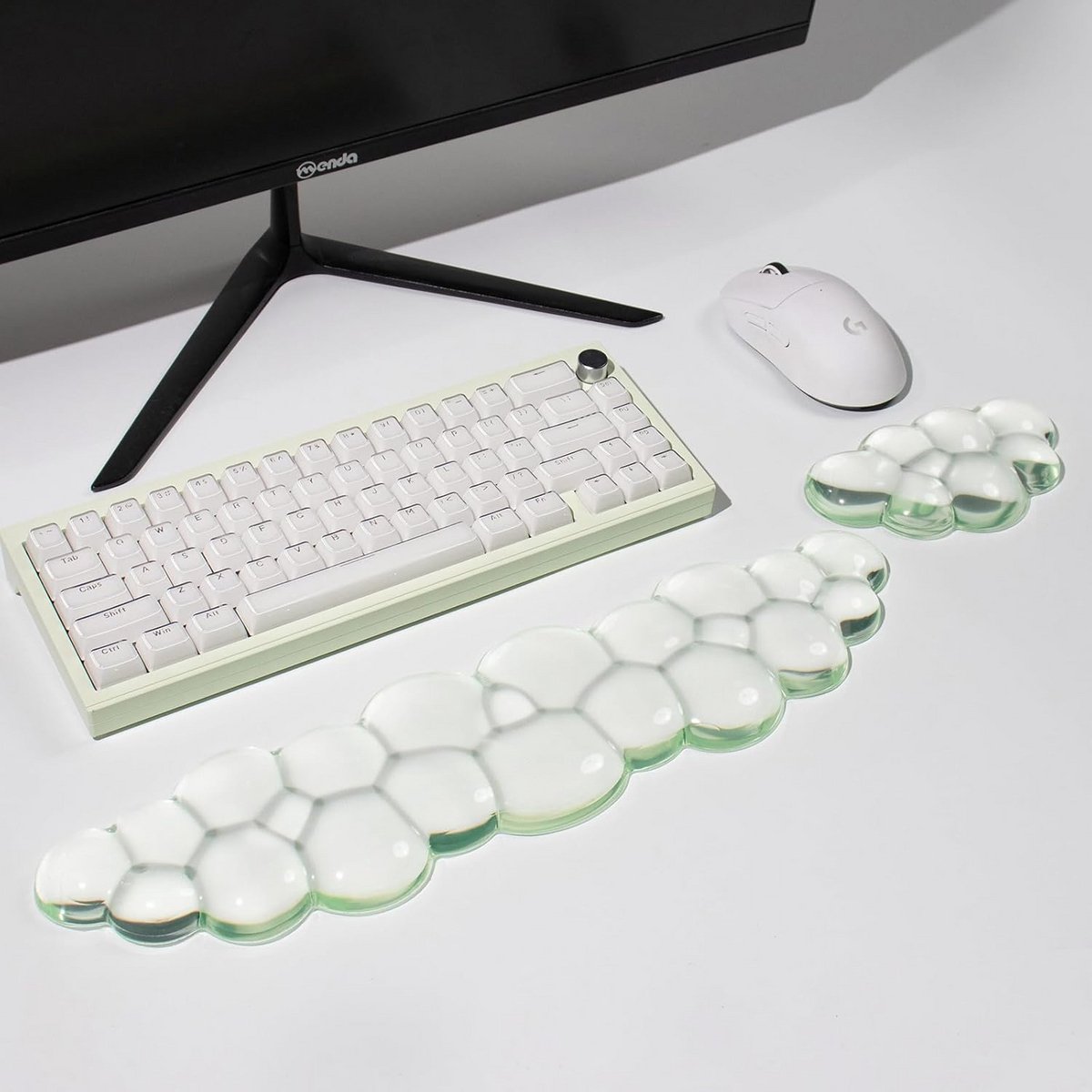 Ergonomische Gel Polssteun Set voor Toetsenbord en Muis - Transparant Groen