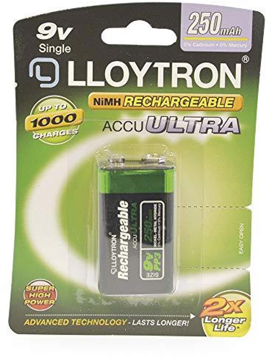 Oplaadbare 9V NiMH Accu Batterij 250mAh - 1 Pack