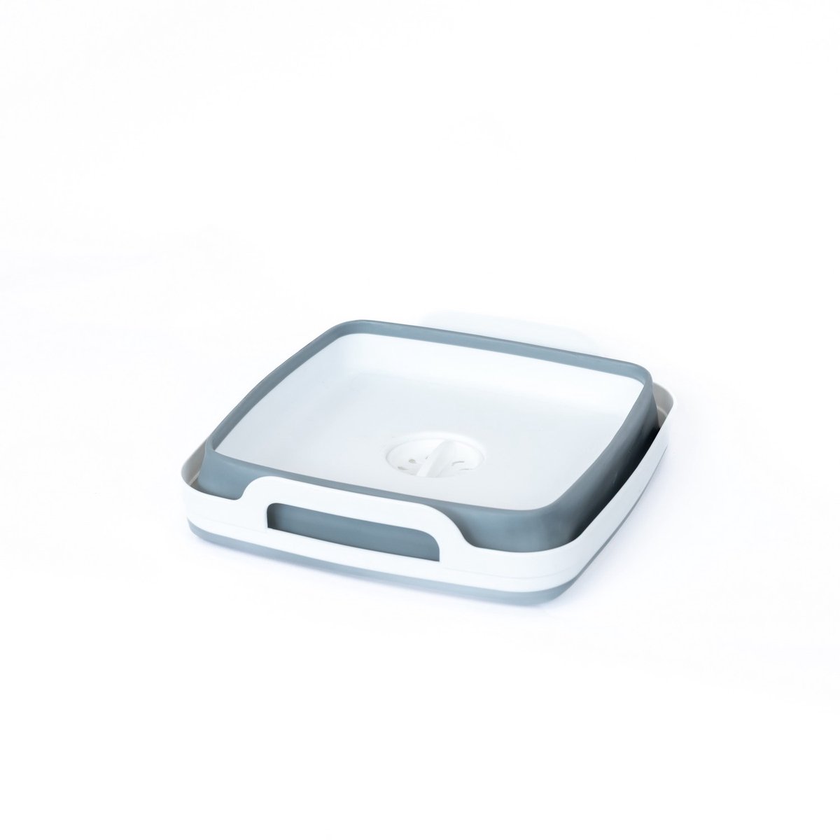 EveBase® Opvouwbare Afwasbak met Waterafvoer 10L - Afwasteil - Voor Kamperen, Vissen, Wandelen, Schoonmaken en Tuineren - Ruimtebesparend - Vierkant - Grijs/Wit