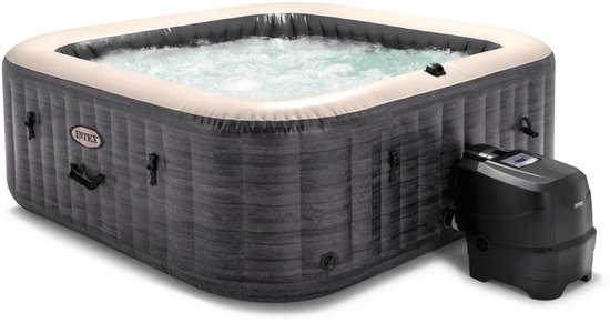 Intex PureSpa Jet & Bubble Deluxe Greystone opblaasbare spa - 6 personen - 170 bubbeljets voor een ultieme ontspanningsmassage - Bedien de spa via handige WiFi-app, altijd en overal - Ruimte voor zes personen: ideaal voor gezinnen of feestjes