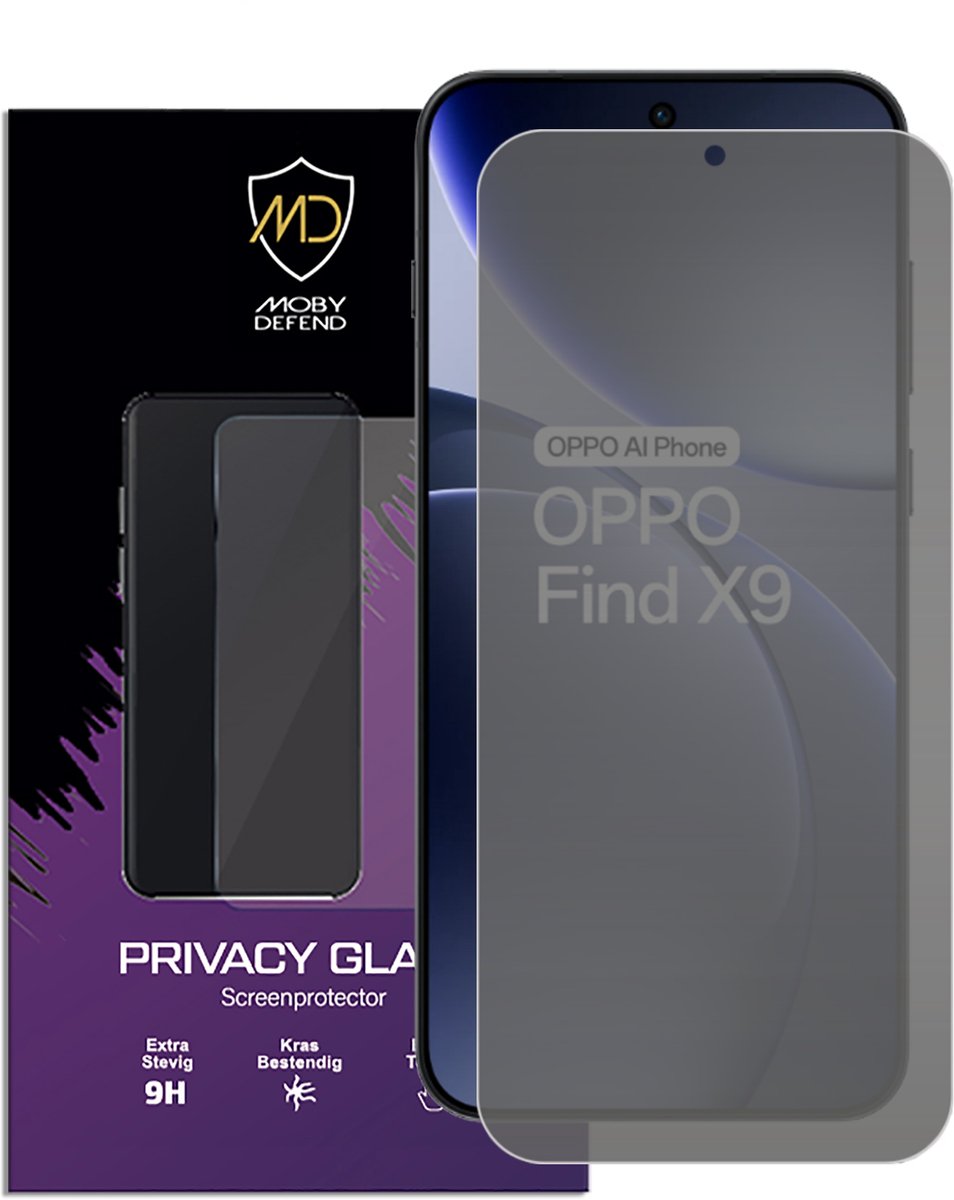 MobyDefend Screenprotector - Geschikt voor Oppo Find X9 - HD Privacy Glass Screensaver
