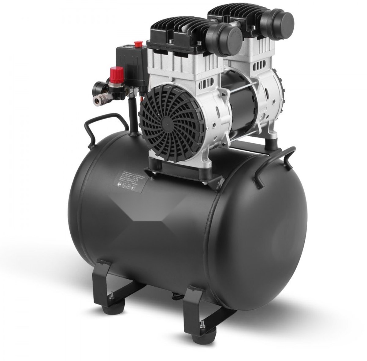 Luchtcompressor - Olievrij en Draagbaar - 2 pk Motor - 150 l/min (5,3 CFM) @ 90 PSI - Max. 125 PSI (8,6 bar) - 38 L Stalen Ketel - 78 dB Stil