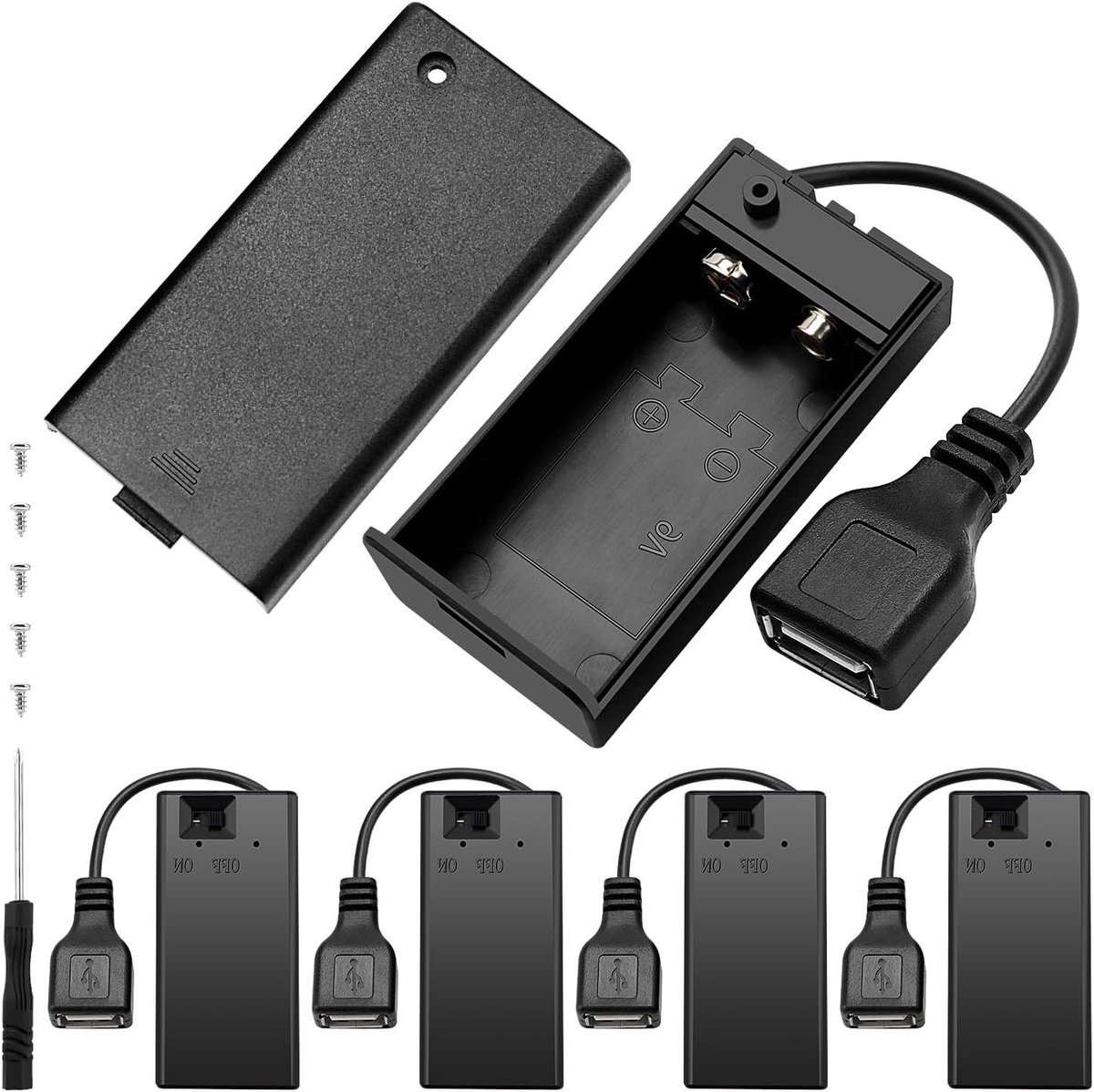 EGoods - 9V Batterijhouder met USB-aansluiting voor CCTV, Motor, Solenoïde.