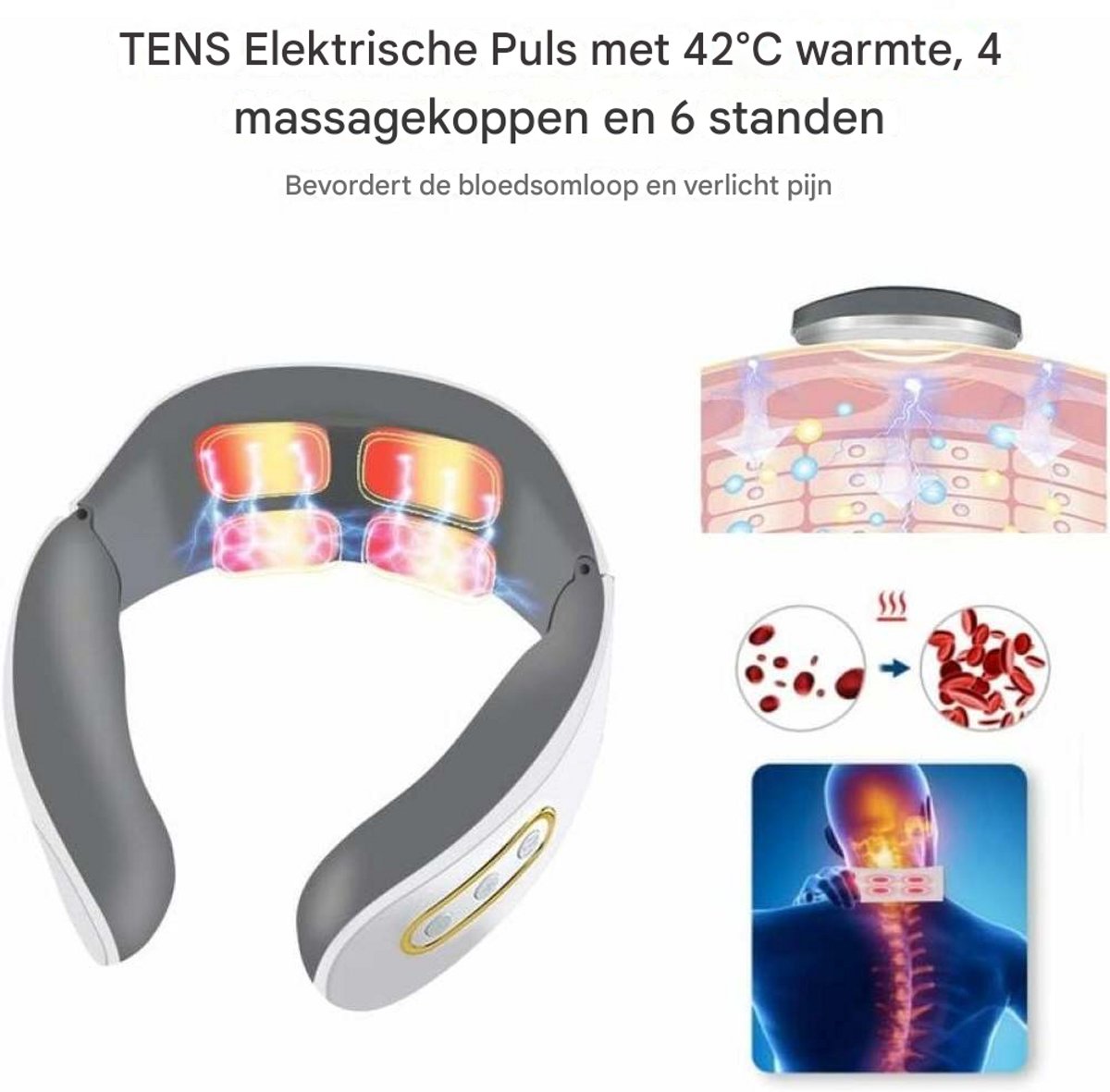 longziming -Nekmassageapparaat Elektrisch met Warmte -6 Modi - afbeelding 3