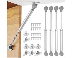 200N/20kg Universele gasveer (gasdrukveer) met beugels - 27cm - Gasveer - Gaslift - Gasveerpomp - Gasveer voor Klep - Softclose Deurbeslag - Telescopische Kastdeur Gasveer - Hydraulische Ondersteuning - Deurliftdemper voor Kastdeur of Klep - 4 stuks