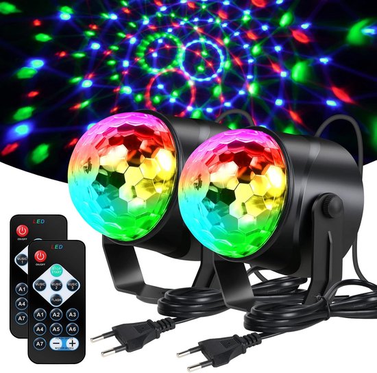 Discolamp LED Discobal, 2 Stuks Discolicht Podium Verlichting, DJ Feestverlichting met Afstandsbediening, Muziekgestuurd, 360 Graden Draaibaar, Geschikt voor Verjaardag/Feest/Kinderen/Club [Energieklasse A+++] van Merkloos — afbeelding 3