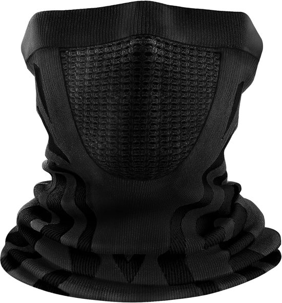 Ademende en warme nekwarmer voor heren, winterse winddichte neusmasker voor dames, skiën, multifunctionele sjaal, warme nekwarmer, fleece hoofddoek, muts, geschikt voor fietsen, mountainbiken, hardlopen,Zwart