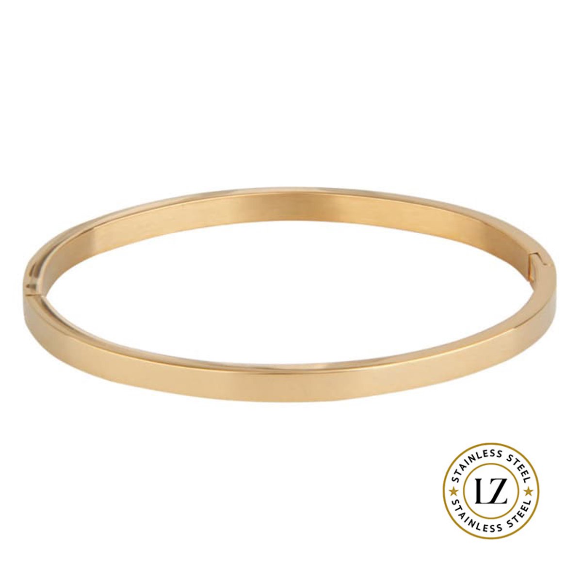 LOUIZ Classic Bangle Armband 4 mm Goudkleurig – Stainless Steel, Nikkelvrij en Hypoallergeen – Bangle Armband Goud voor Dames - Klassieke Bangle - Sieraden Cadeau
