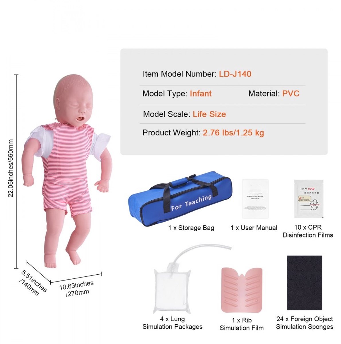 Baby Reanimatiepop - CPR/Heimlich Trainingsmodel - Verstikking & Luchtwegobstructie Training - Professioneel - Voor EHBO & BHV Opleiding — cadeau in Cadeau-ideeën - foto 3