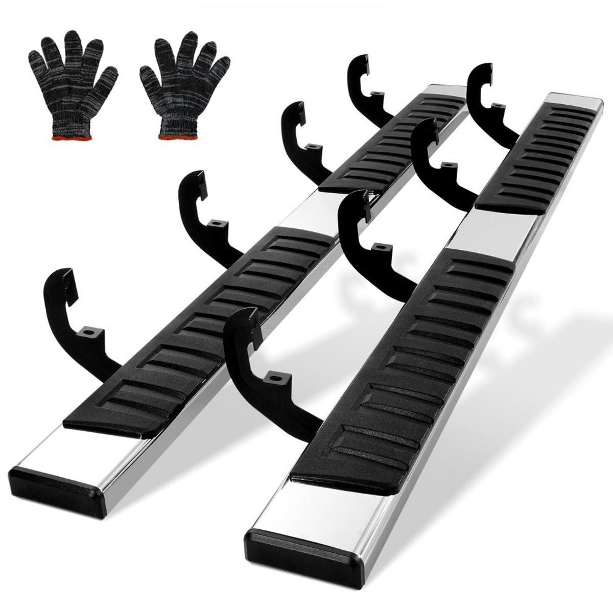 Treeplanken en Sidesteps - Pick-up Crew Cab - Breedte 15,2 cm - Draagvermogen 227 kg - RVS 201 - 2-delig - Compatibel met 1500 2019-2023 en 2500/3500HD 2020-2024