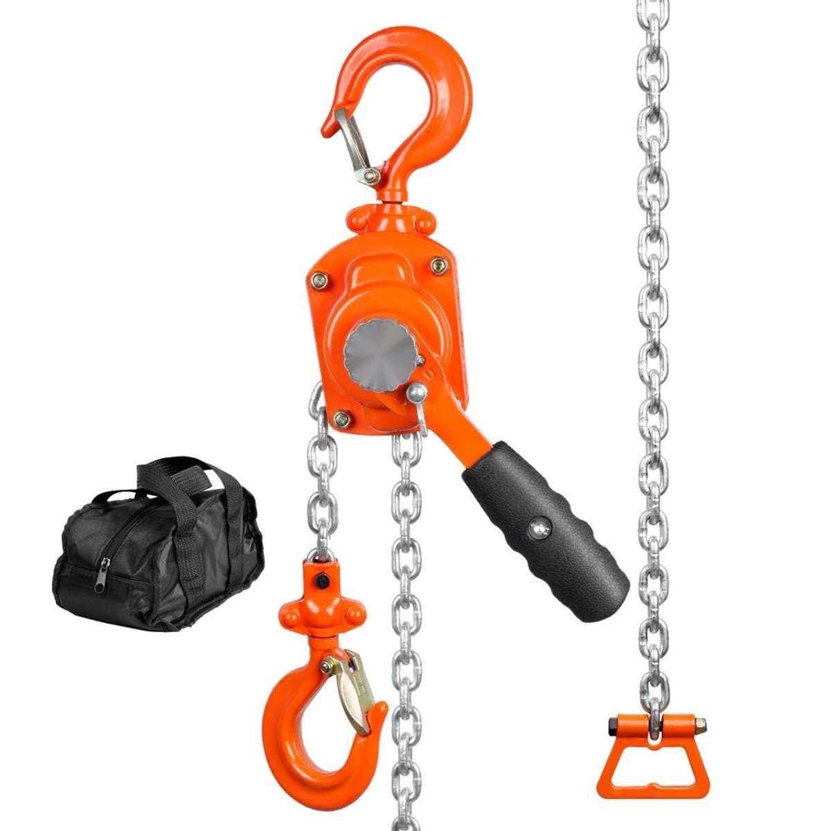 Mini Hefboomtakel - Rateltakel Kettingtakel - 500 kg Draagvermogen (0,5 ton) - 2,8 m Hefhoogte - G80 Ketting - Dubbele Palrem - 360° Draaibare Haak - Stalen Behuizing