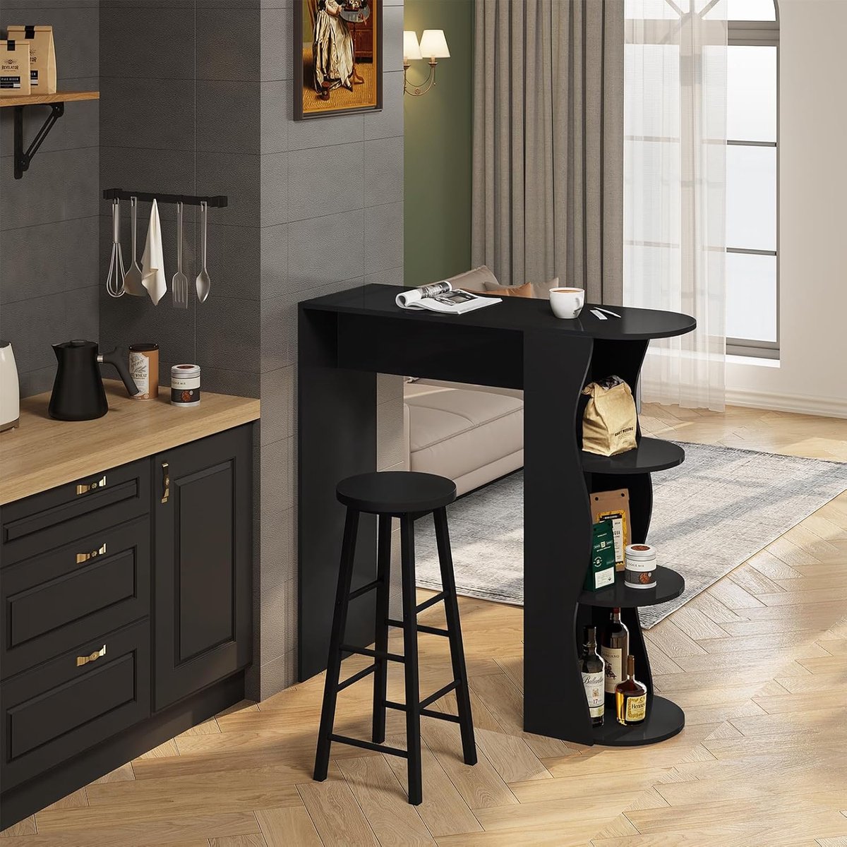 Set van 2 Design Barkrukken met Rugleuning - industrieel 30x30x71 cm – houten - Medahomestore