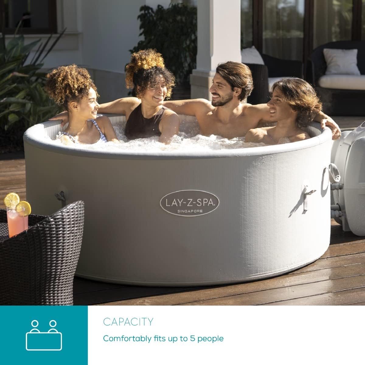 Vancouver Luxe WiFi AirJet Hottub 155 x 60 cm voor 5 Personen – Alta Furniture