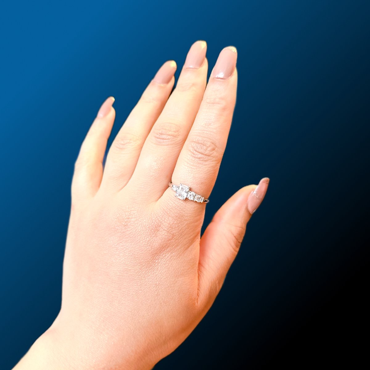 Zilveren 925 Ring Dames Rechthoekige stenen – Luxe elegante ring