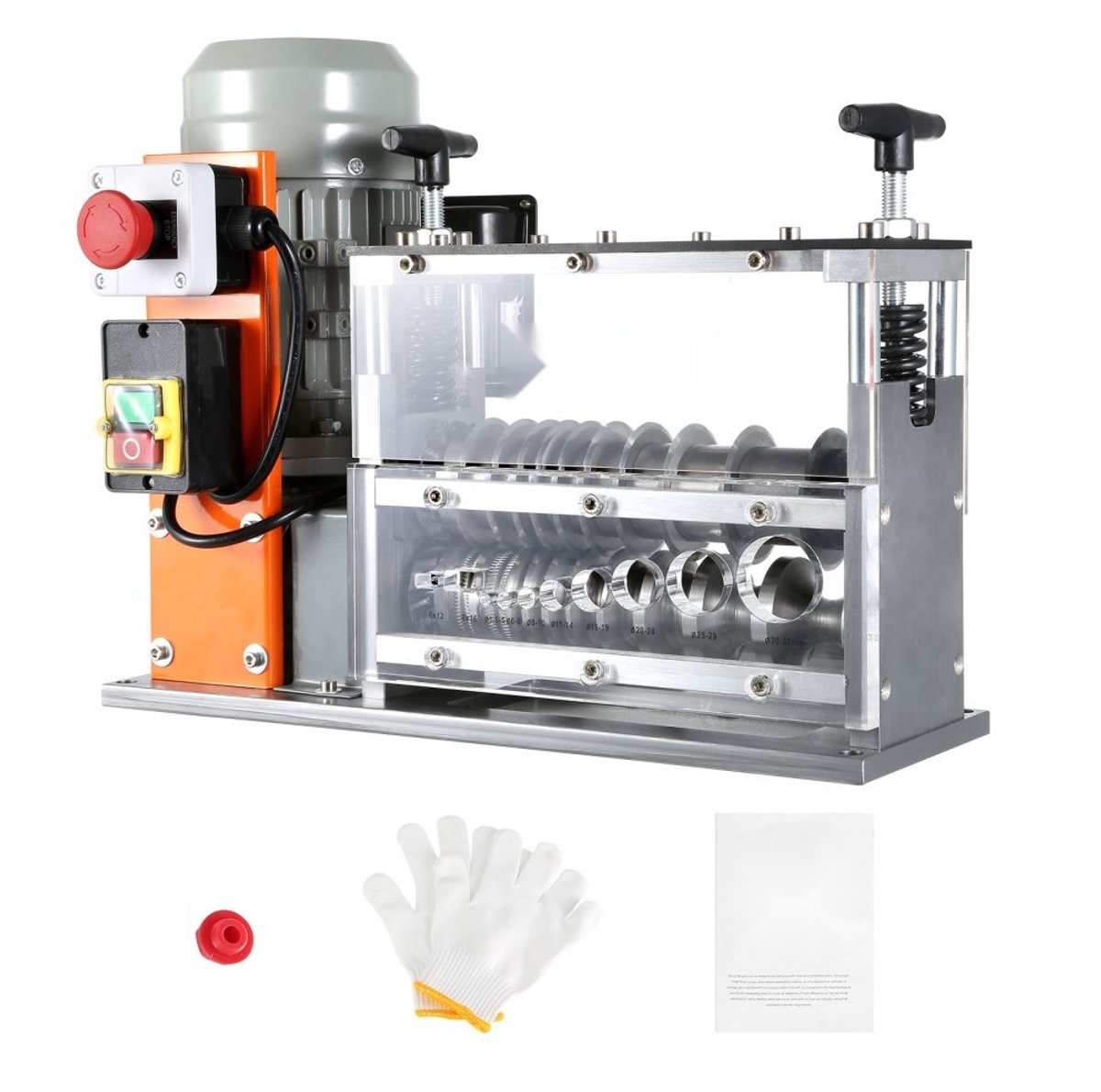 Kabelstripmachine - Elektrische kabel- en draadstripper - Capaciteit 1,5–32 mm - Vermogen 750 W - Snelheid 30 m/min - Mes van 65 Mn veerstaal - Voor koperdraad