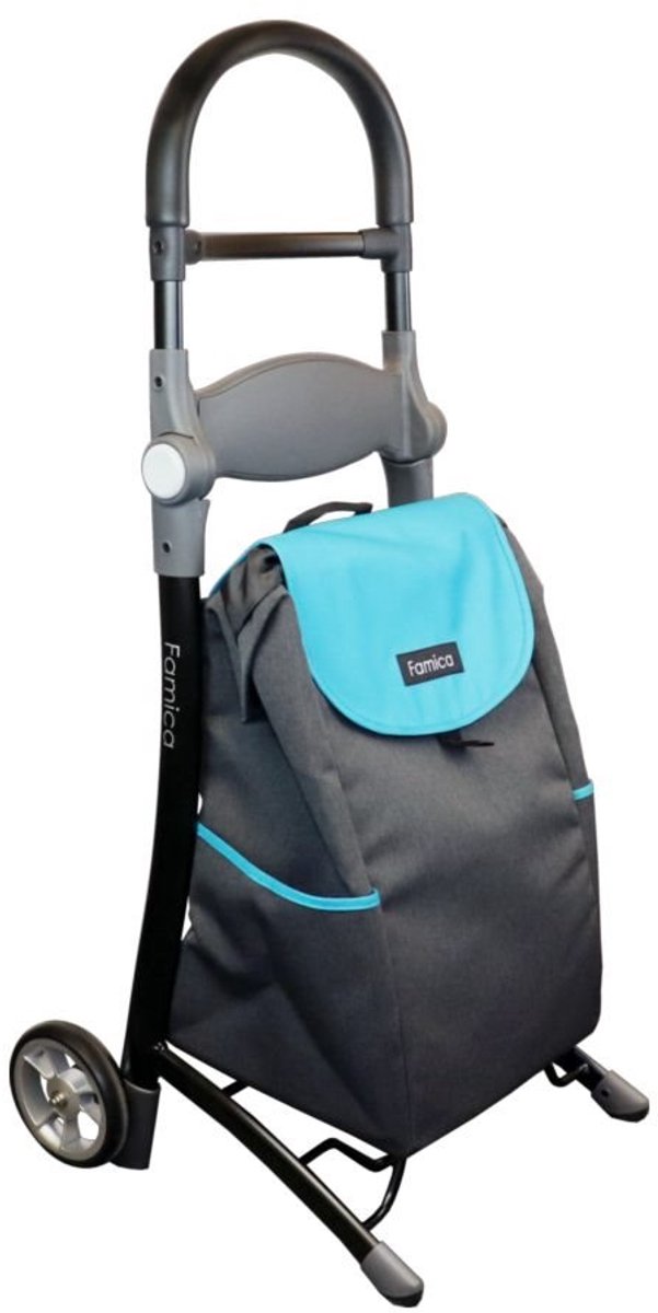 Mobilex Koala Boodschappentrolley / shopper - Boodschappentrolley én zitplaats in één - Lichtgewicht - Turkoois blauw en Antraciet grijs