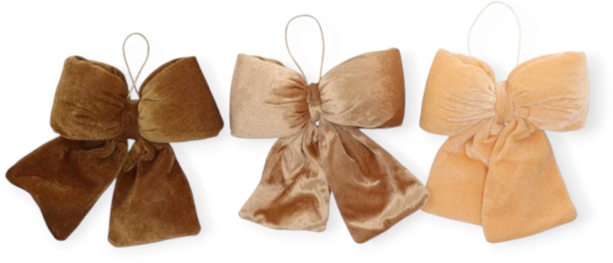 Daan Kromhout - Set - 3 - Strikken - Decoratiestrikken - Fluweel - Hangers - Kerst