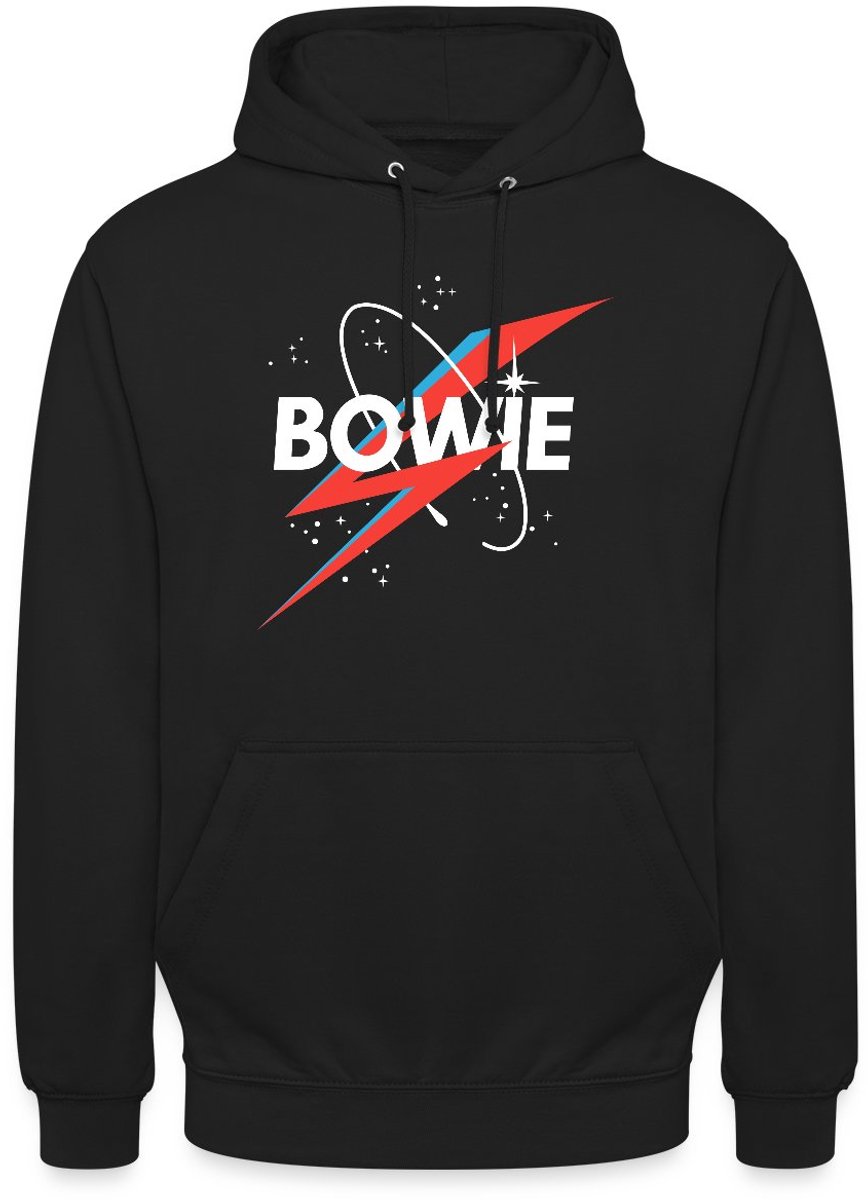 David Bowie Belettering Sterrenhemel Met Bliksem Hoodie Unisex
