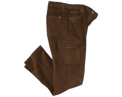 ATLAS FOR MEN - Bruine cargobroek van ribfluweel - Heren - Verkrijgbaar in grote maten - W38