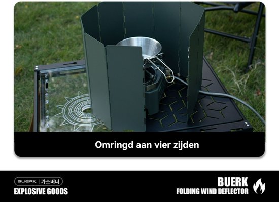 Windvrij Kookscherm - 84x24cm - 10delig - Anti-spatscherm - Vlambeveiligers - Campingscherm - Gasbrandschild - Warmtebeheerscherm - Buitenkeuken - Campingaccessoires van Merkloos — afbeelding 5
