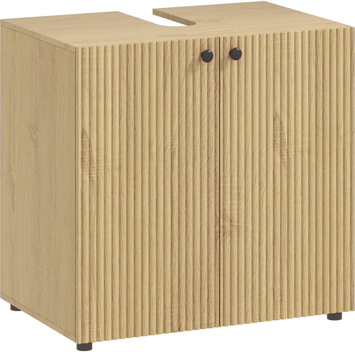 HOMCOM Badkamermeubel - Spaanplaat, MDF - 60x39,8x58,5cm - Natuurlijk hout