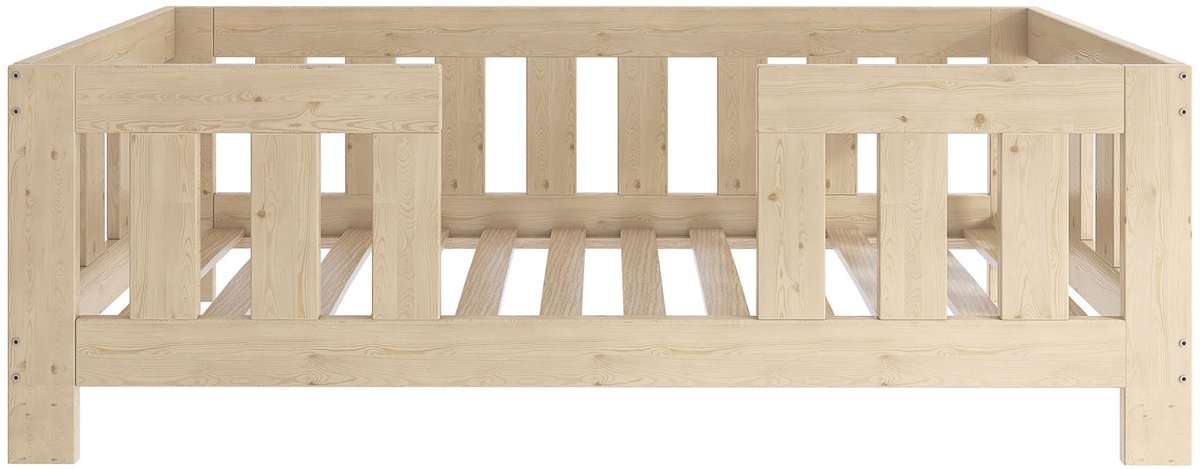 Need Sleep Veilig Peuterbed 90x180 cm – Montessori Bedje met Hoge Valbeveiliging – Massief Hout – Naturel