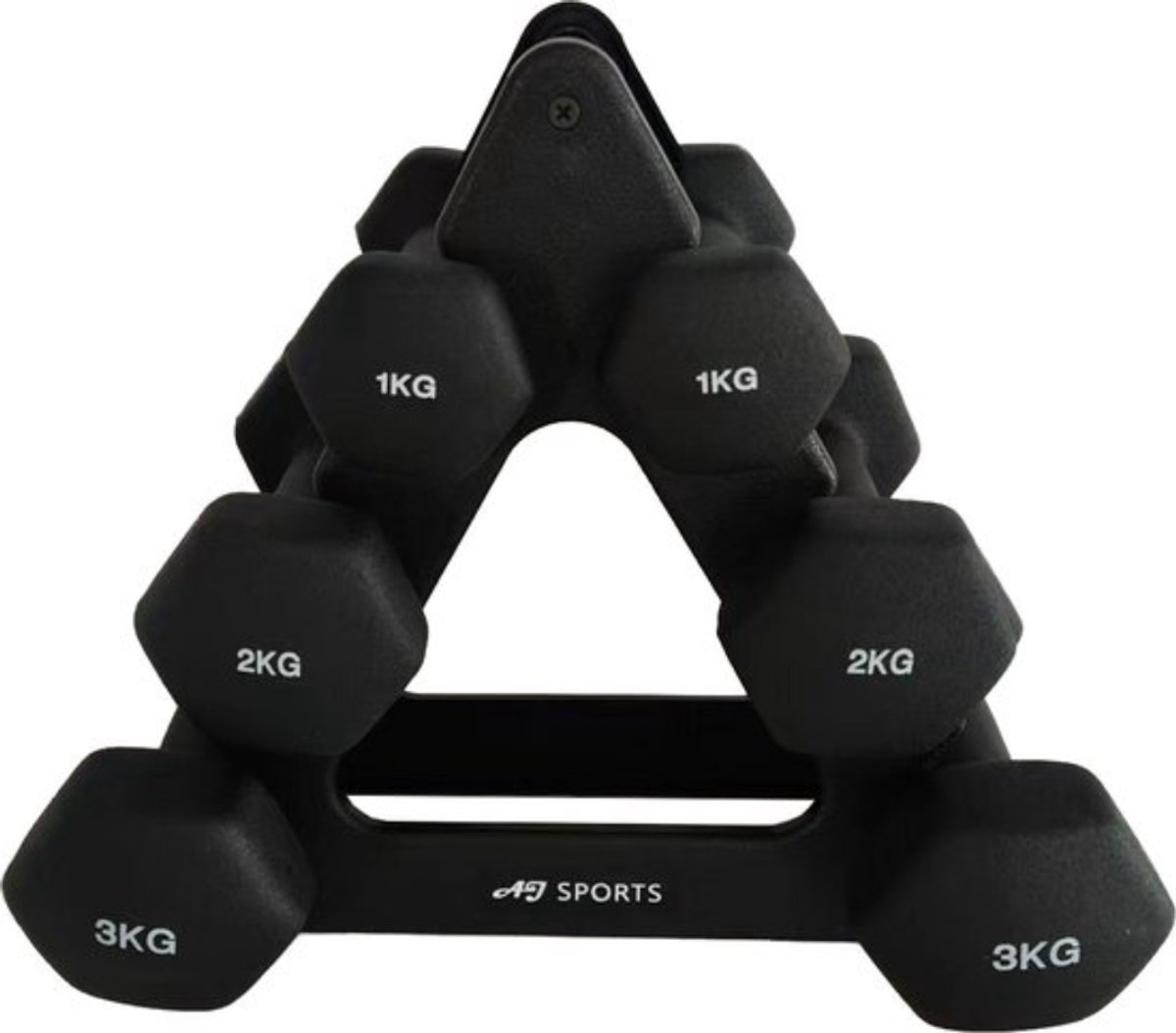 AJ-Sports Dumbell Set Zwart - 1 t/m 3 KG - Dumbbells - Gewichten Set - Halterset - Halters - Fitness gewichten - Krachttraining - Fitness - Inclusief GRATIS Dumbbell Houder