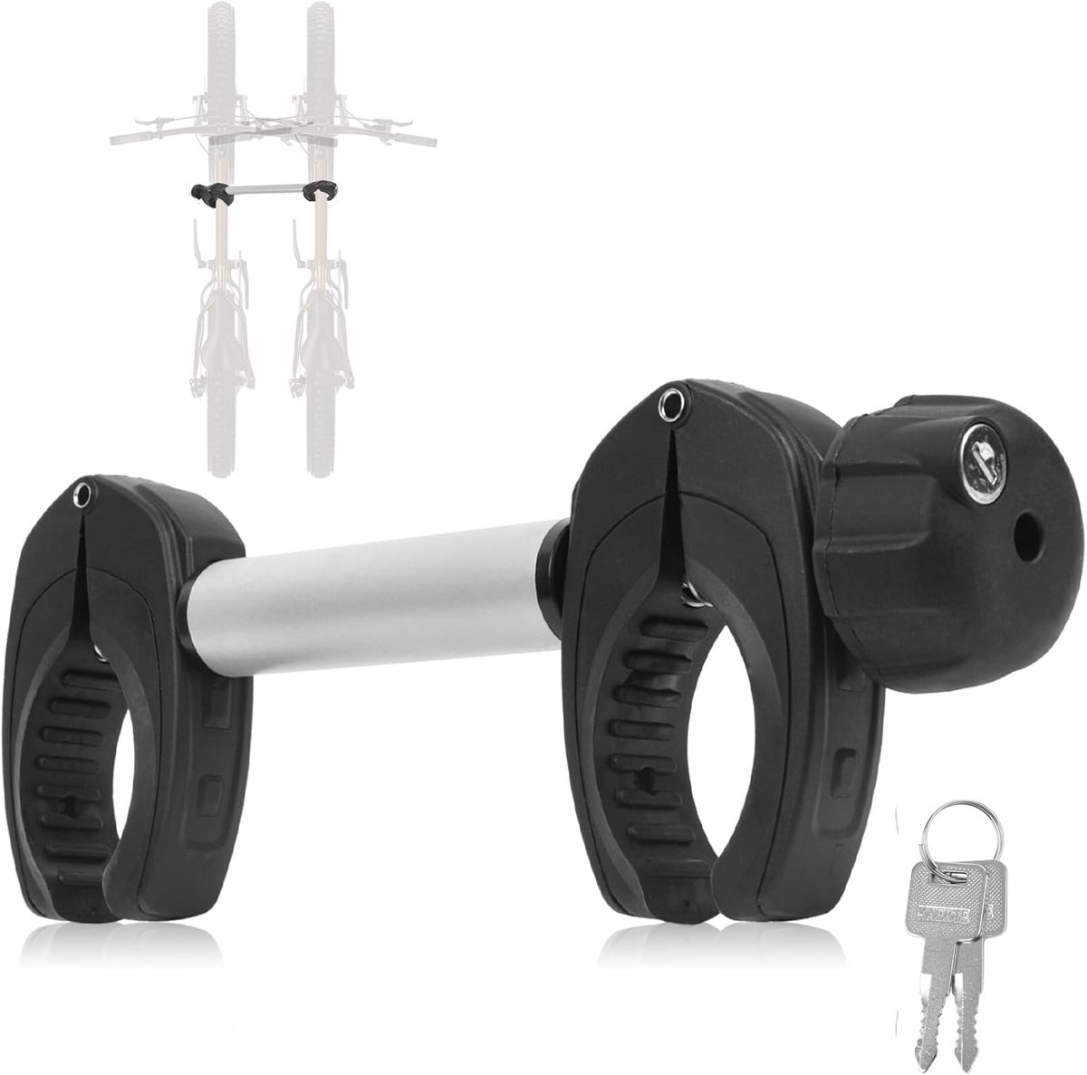 WARMFAY Fietshouder Bike Holder 2-Fietsframehouder Fiets 2 en 3 aansluiten-Zilverkleurig
